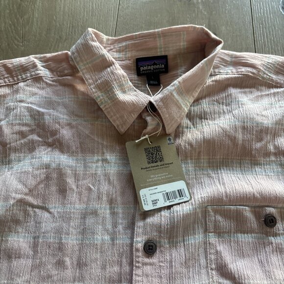 Patagonia Shirt Mens Large A/C Organic Cotton Short Sleeve Whisker Pink NWT - Picture 2 of 4